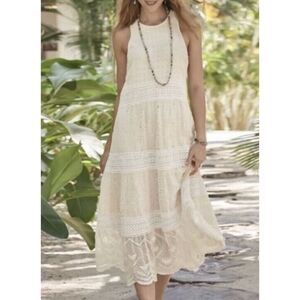 SUNDANCE Color Dreamers Believe Sleeveless lace Eyelet Dress Extra Small Cream